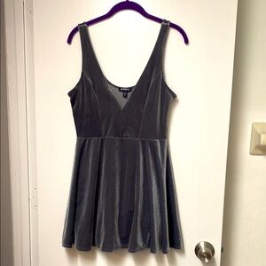 Express gray velvet tank mini dress with built in shorts Size Medium